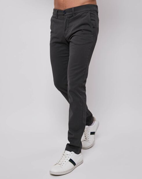 Pantalon chino slim brushed twill kaki