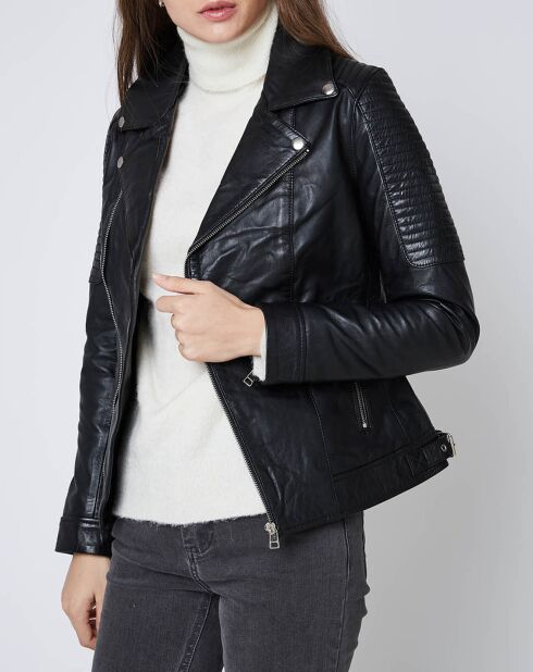 Veste en Cuir Carmen noire