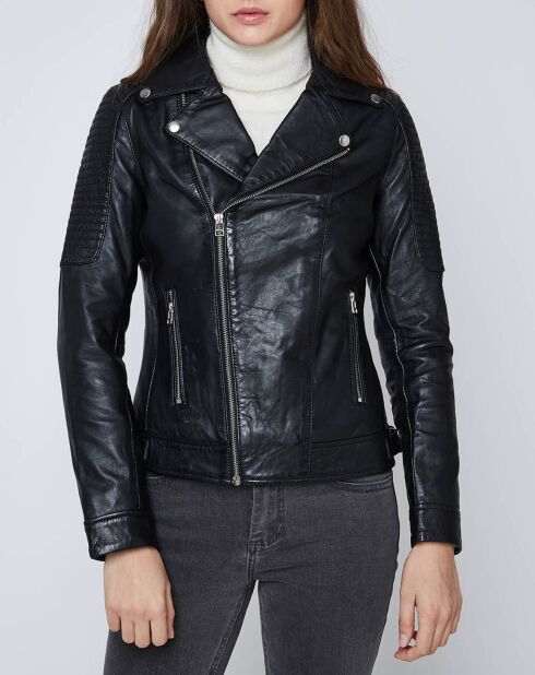 Veste en Cuir Carmen noire