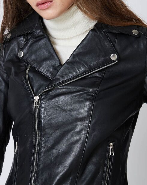Veste en Cuir Carmen noire
