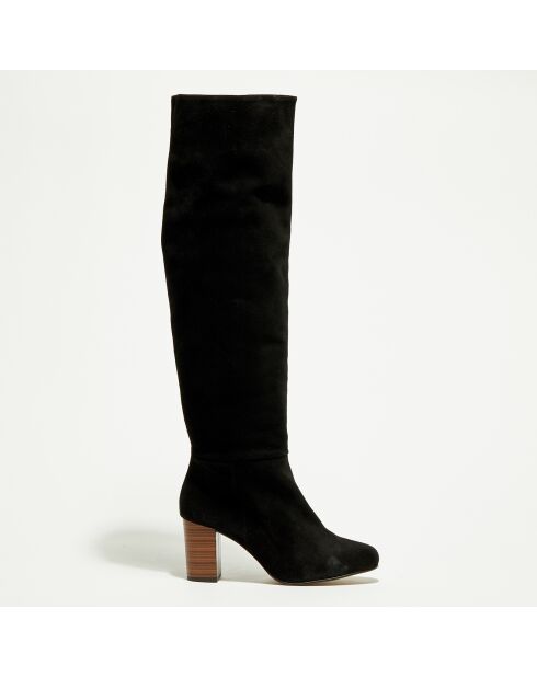 Bottes en Velours de Cuir Gigi noires - Talon 6 cm