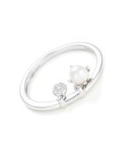 Bague Dazzling pearl Diamant 0.02 ct & Perle 3.5 mm or blanc