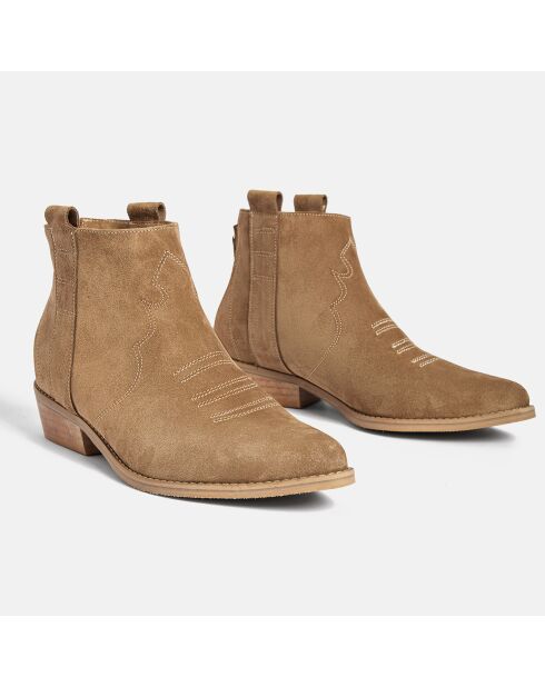 Bottines en Velours de Cuir Flashback sable