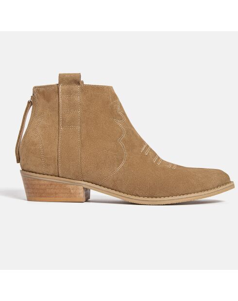 Bottines en Velours de Cuir Flashback sable