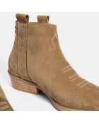 Bottines en Velours de Cuir Flashback sable