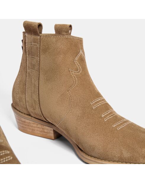 Bottines en Velours de Cuir Flashback sable