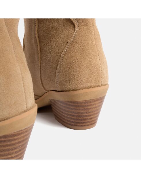 Let's Get Lost Lederstiefel aus Samt in Sand - 5 cm Absatz