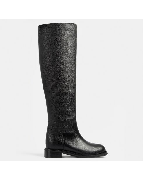 Bottes en Cuir grainé Mr Jones Maxi noires
