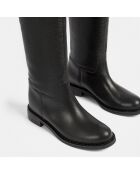 Bottes en Cuir grainé Mr Jones Maxi noires