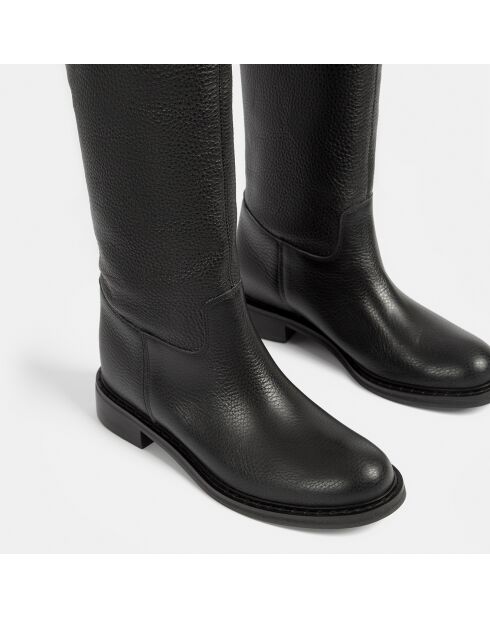 Bottes en Cuir grainé Mr Jones Maxi noires