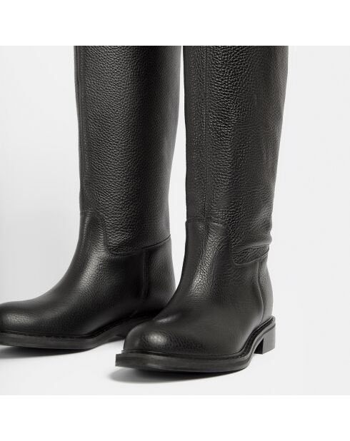 Bottes en Cuir grainé Mr Jones Maxi noires