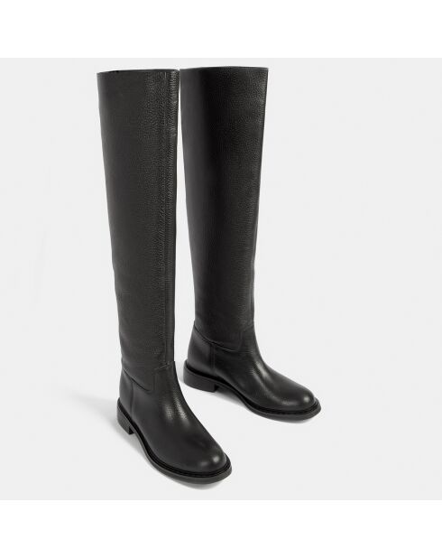 Bottes en Cuir grainé Mr Jones Maxi noires