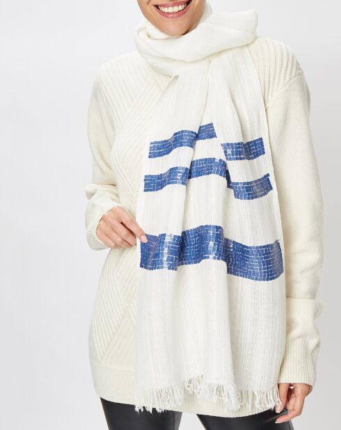 Foulard Famke Lin mélangé bleu - 50x170 cm