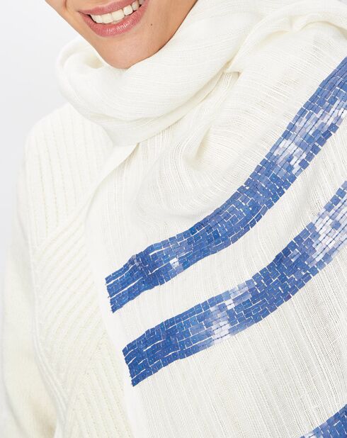 Foulard Famke Lin mélangé bleu - 50x170 cm