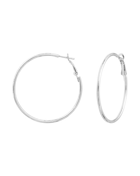 Boucles d'oreilles Créoles en Laiton argentées - 5 cm