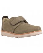 Sneakers en Velours de Cuir Crown Park kaki