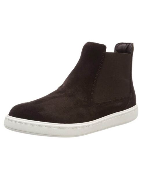 Chelsea Boots en Velours de Cuir Street marron