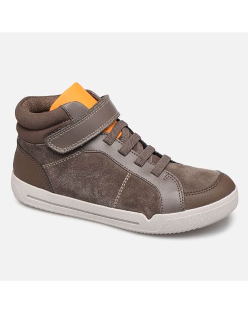 Sneakers en Velours de Cuir Emery Beat marron