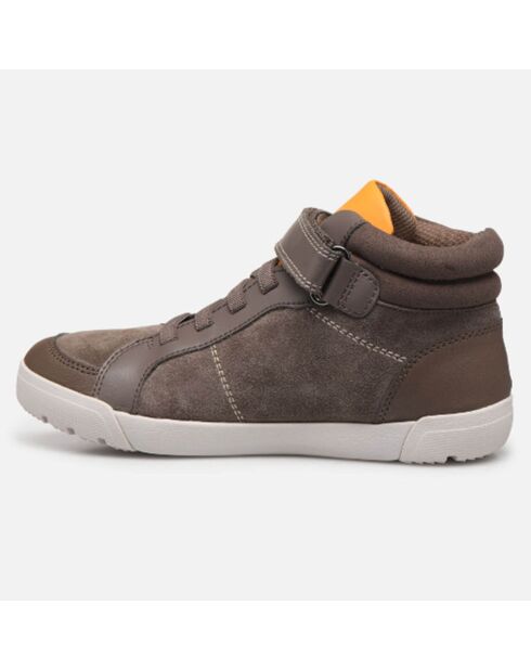 Sneakers en Velours de Cuir Emery Beat marron