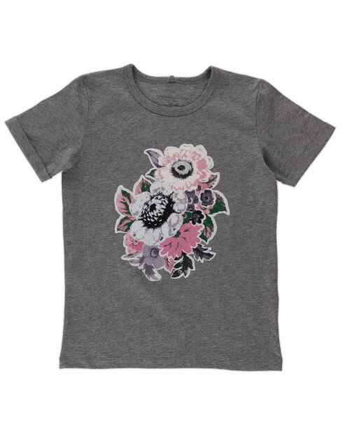 T-Shirt imprimé Fleurs gris
