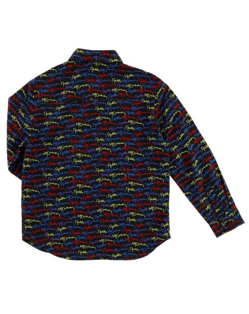 Schwarz/mehrfarbig bedrucktes Logo-Shirt