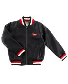 Veste bomber en simili cuir noir