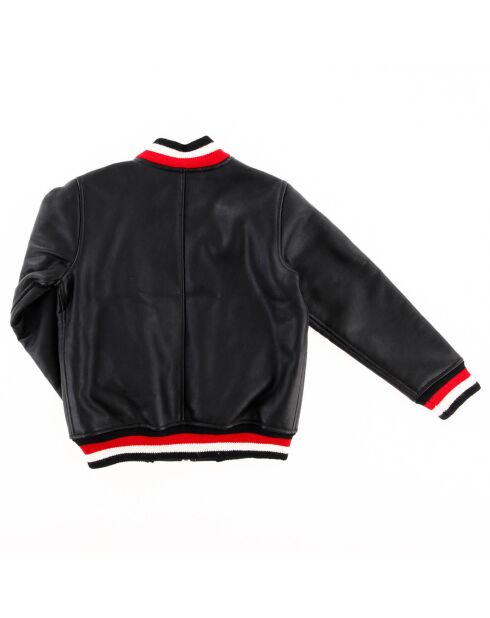 Veste bomber en simili cuir noir