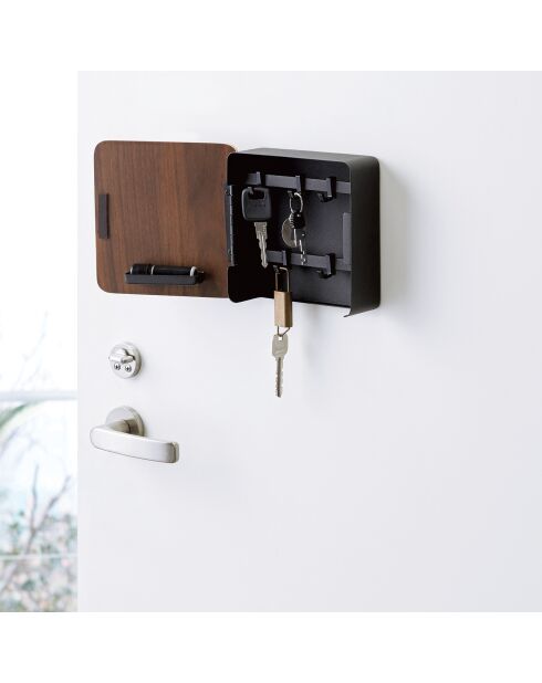 Porte-clés mural magnétique Rin marron/noir - 15.8x5.7x15.8 cm