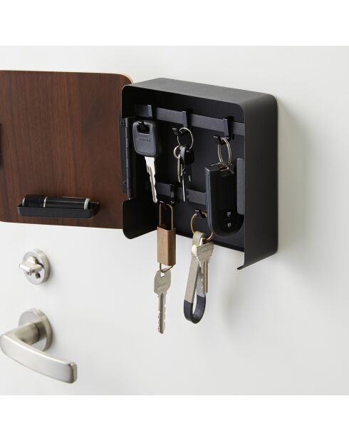 Magnetische wandsleutelhouder Rin bruin/zwart - 15,8x5,7x15,8 cm