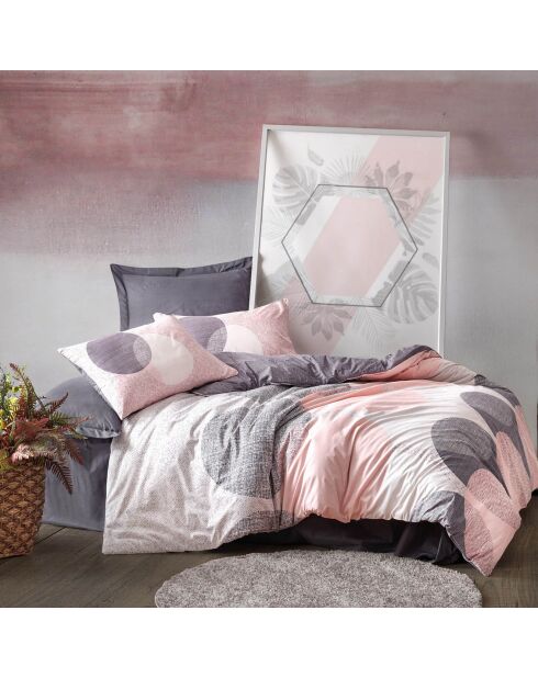 Parure Housse de couette  Leron gris/rose/blanc
