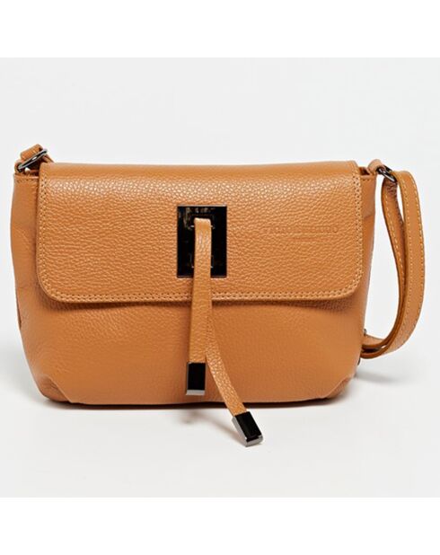 Sac bandoulière Joyce en Cuir camel - 25x17x5 cm