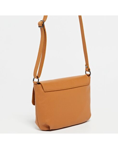 Sac bandoulière Joyce en Cuir camel - 25x17x5 cm