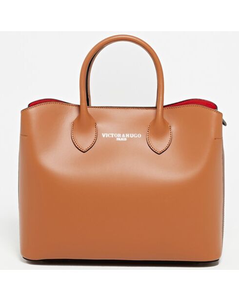 Tragetasche Nisa aus kamelfarbenem Leder - 31x25x14 cm