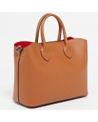 Tragetasche Nisa aus kamelfarbenem Leder - 31x25x14 cm