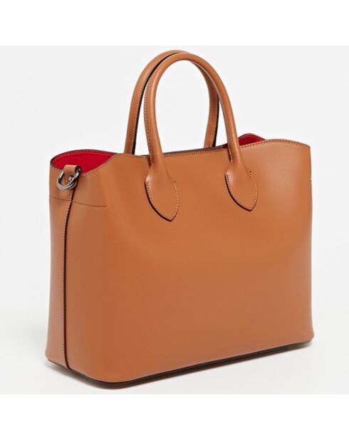 Tragetasche Nisa aus kamelfarbenem Leder - 31x25x14 cm