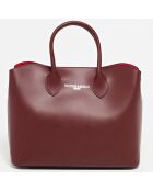 Sac cabas en Cuir Nisa  bordeaux - 31x25x14 cm