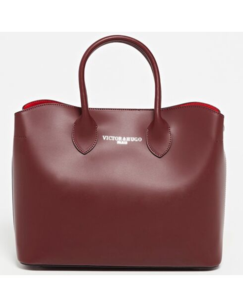 Sac cabas en Cuir Nisa  bordeaux - 31x25x14 cm