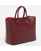 Sac cabas en Cuir Nisa  bordeaux - 31x25x14 cm