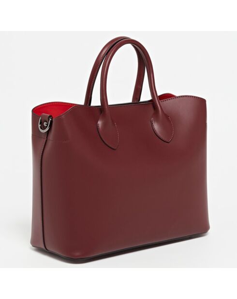 Sac cabas en Cuir Nisa  bordeaux - 31x25x14 cm