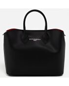 Schwarze Tragetasche Nisa aus Leder - 31x25x14 cm