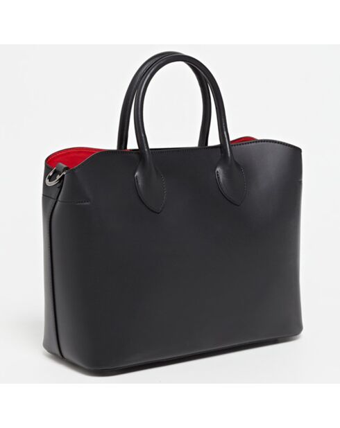 Schwarze Tragetasche Nisa aus Leder - 31x25x14 cm