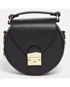 Sac bandoulière en Cuir Polly  noir - 17x19x6 cm