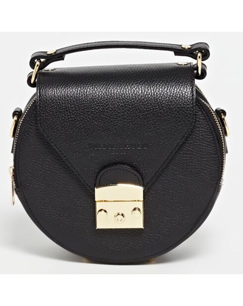 Sac bandoulière en Cuir Polly  noir - 17x19x6 cm