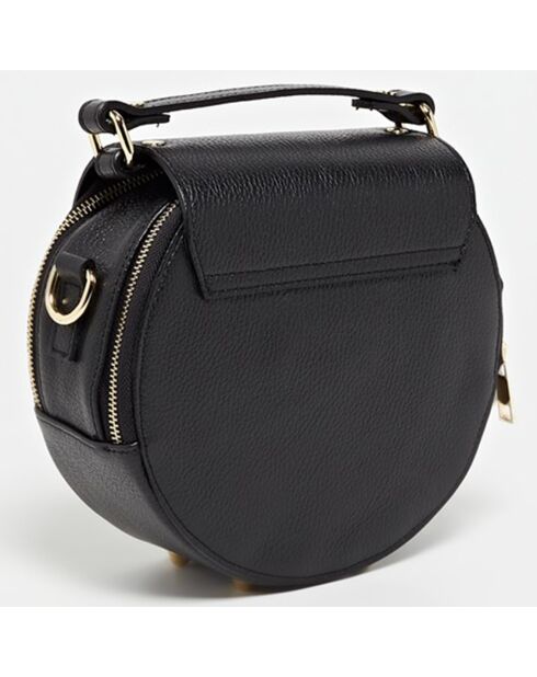 Sac bandoulière en Cuir Polly  noir - 17x19x6 cm