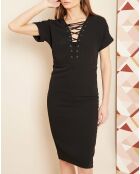 Robe col à lanières noire