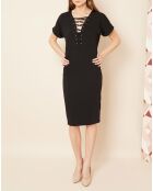 Robe col à lanières noire