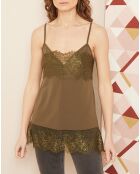 Top dentelle olive