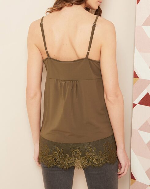 Top dentelle olive