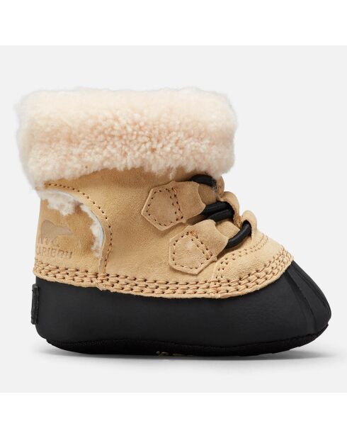 Boots fourrées en Velours de Cuir Caribootie beiges