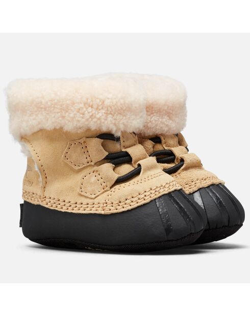 Boots fourrées en Velours de Cuir Caribootie beiges